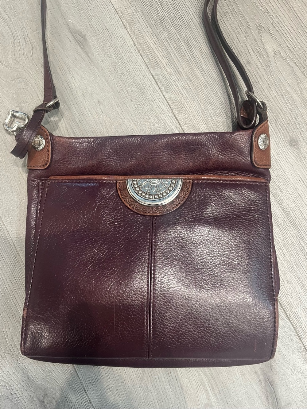 Brighton Dark Brown Leather Crossbody with Silver Heart Charm - Picture 6 of 7